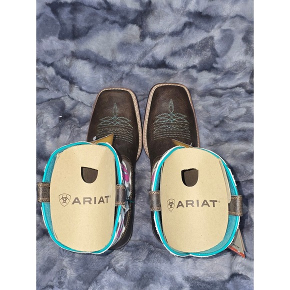 NWB Ariat Kids Lonestar Rowdy‎ Rust Cow Print Western Square Toe Boots Size 6 - Picture 8 of 12